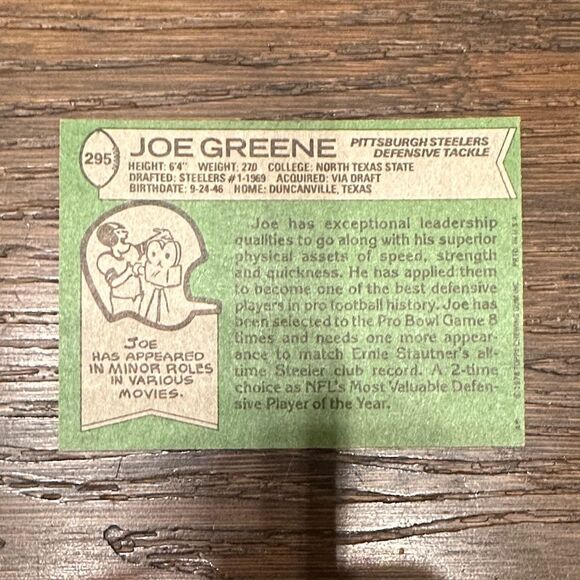 Topps Joe Greene Trading Card - Black and Gold mint condition - Picture 3 of 4